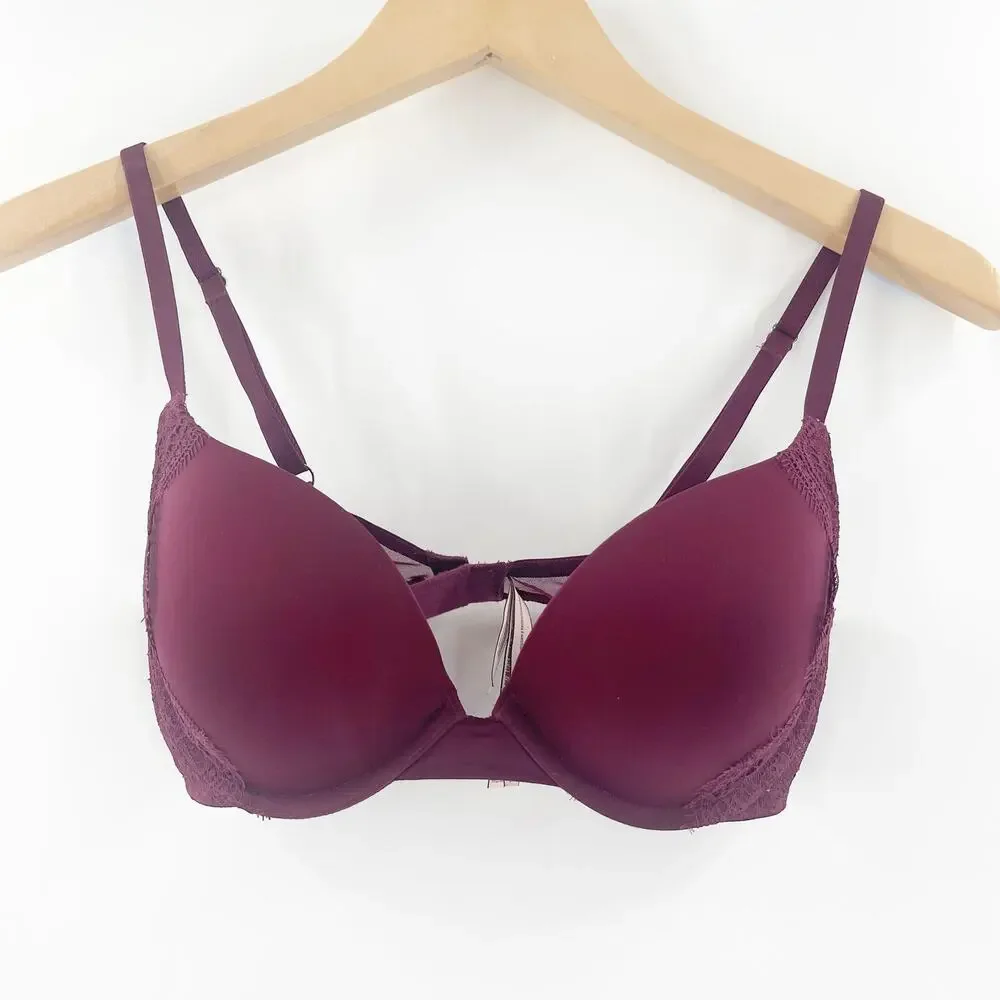 VICTORIA'S SECRET Bra Size 32D Dream Angels Push Up Plum Intimates Lingerie